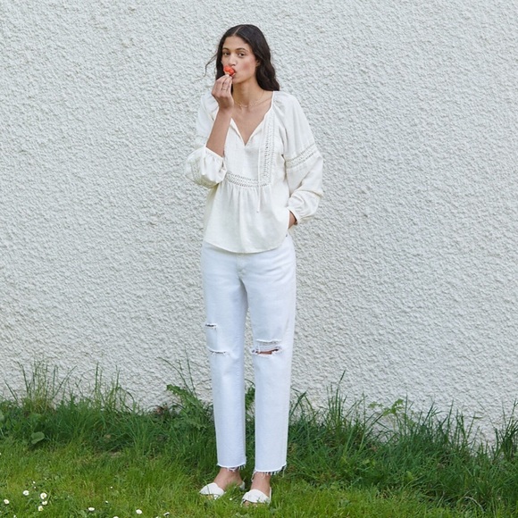 LIKE NEW Madewell The Perfect Vintage Straight Jean - Ripped-Knee Edition - Picture 1 of 7